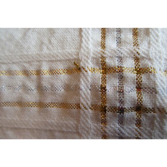 Tablecloth 8 Napkins Cream Gold & Silver Thread Holiday Christmas 60 X 56 Inches - Picture 4 of 7